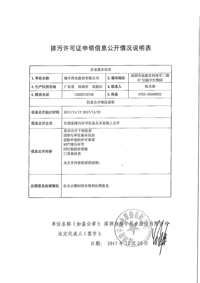 腾博会官网药业排污许可证申领信息公开情况说明表